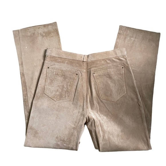 Vintage Tattersale Tan Suede High Waisted Straight Leg Pants Women’s Size 12 - Picture 3 of 11